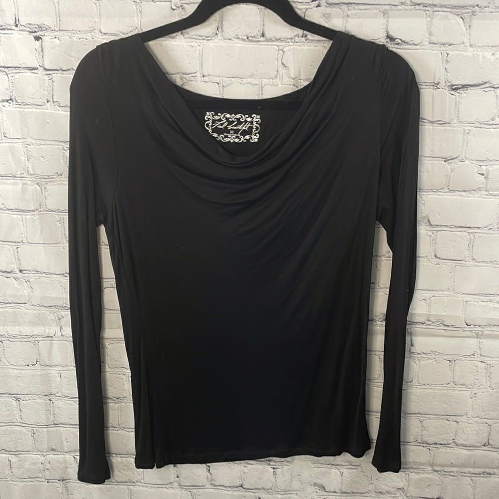 🖤 White House Black Market Black Drape Front Top - Size Medium